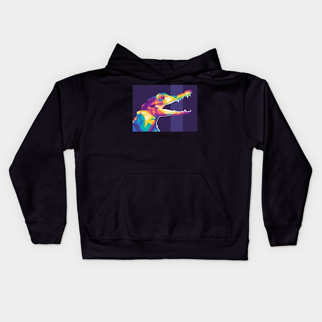 alligator pop art Kids Hoodie by Rizkydwi